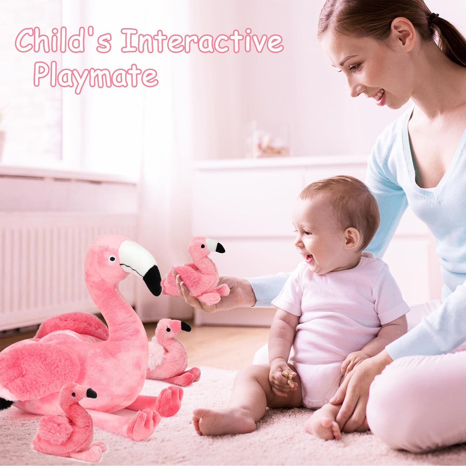 Qpewep 21Inch Flamingo Plushie with 4 Babies