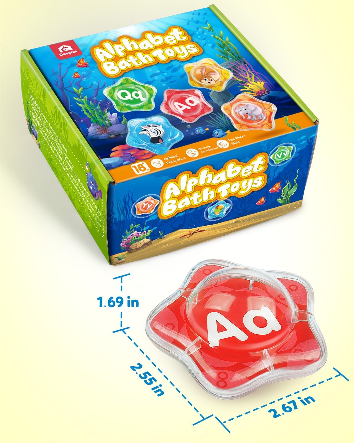 Coogam 26pcs Starfish Floating Alphabet Letters Bath Toy Set