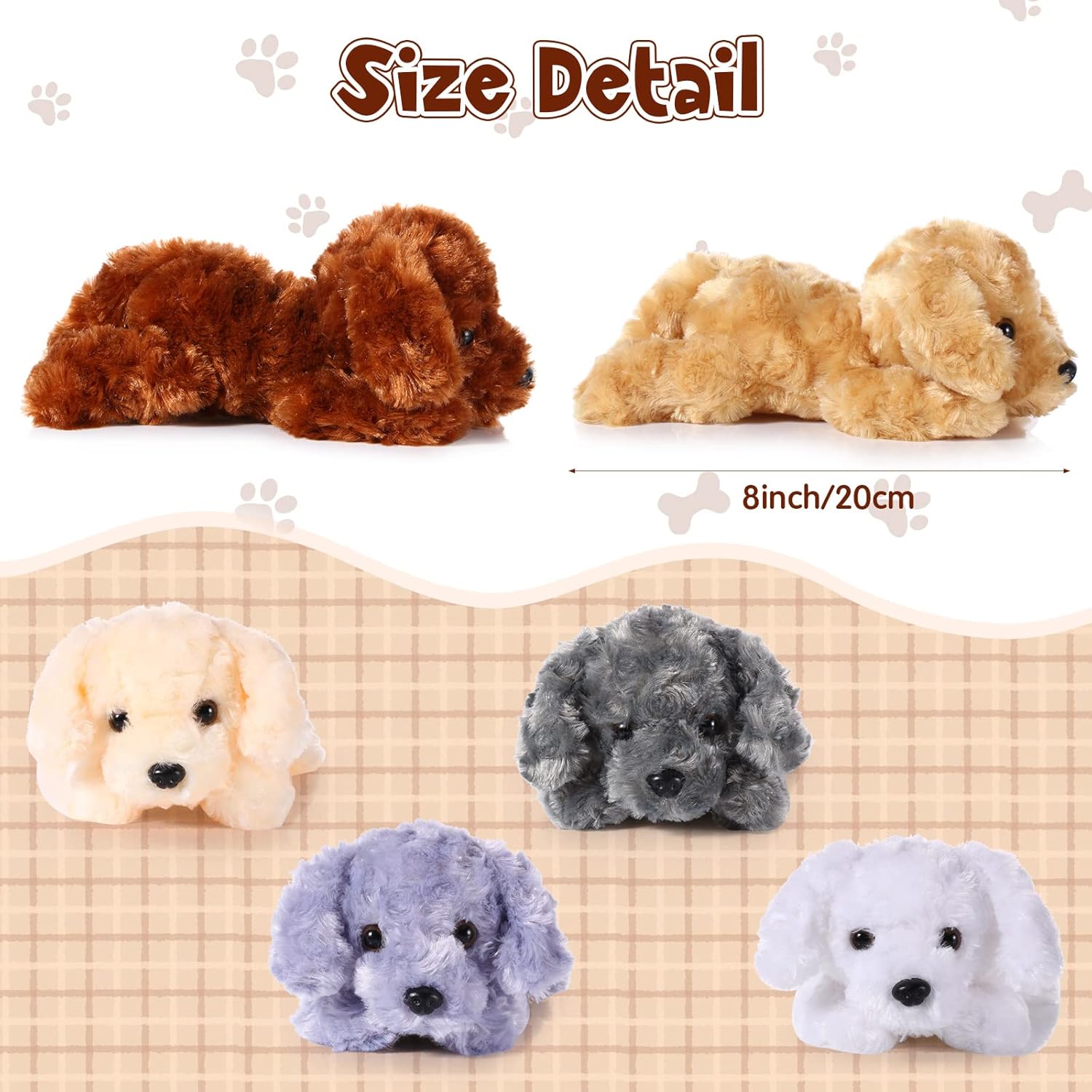 Harrycle 6 Pcs 8 Inch Plush Dog Stuffed Animal Set