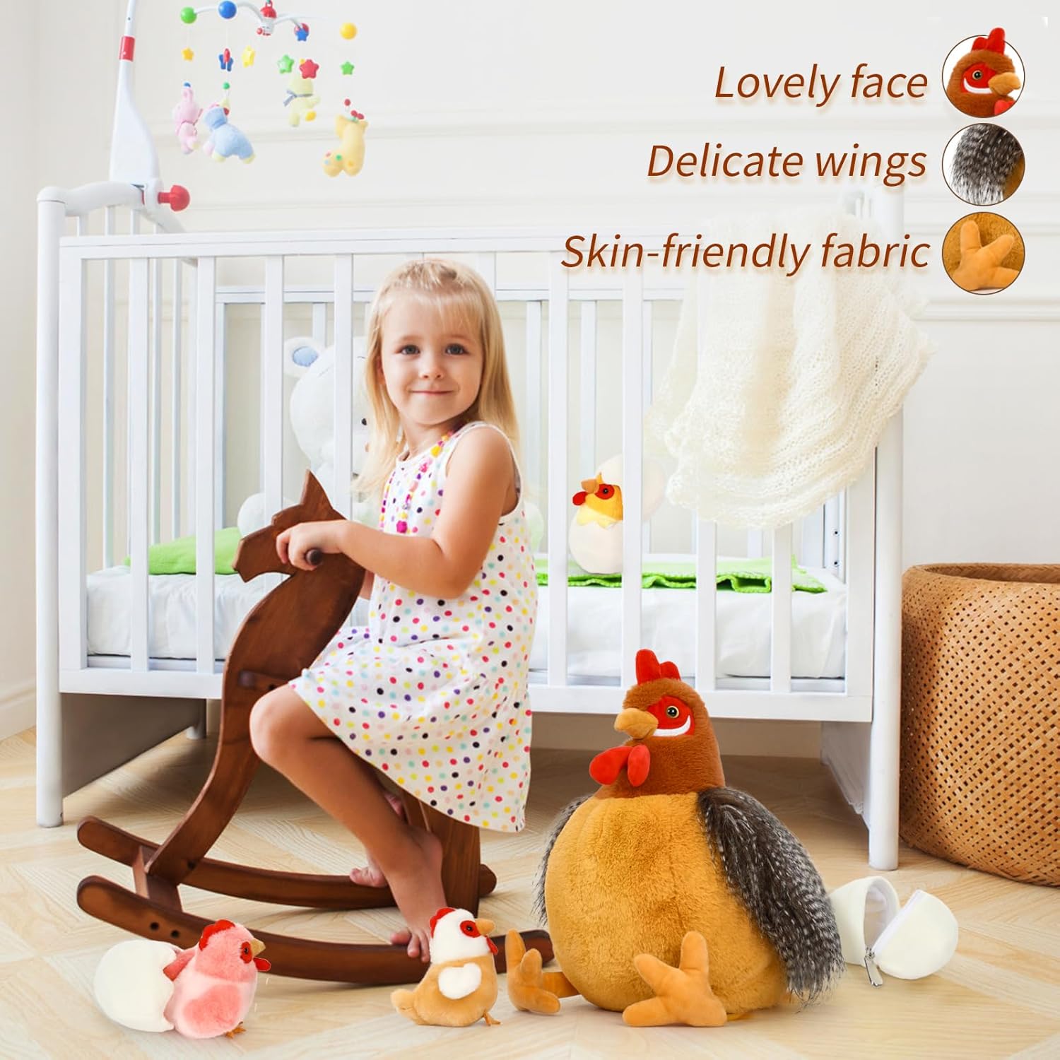 BENINY Farm Hen Plush Toy with Baby Chicks and Coop
