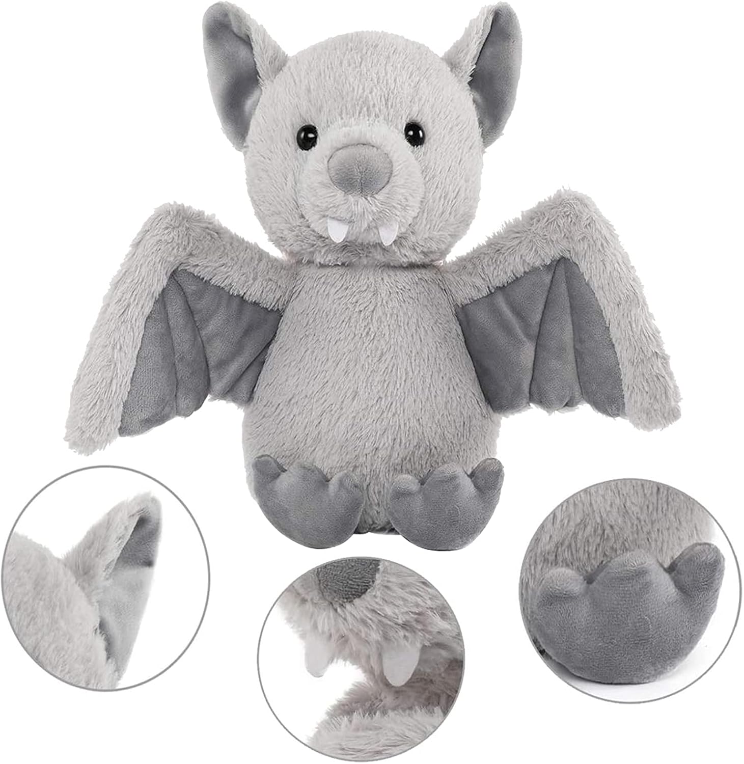 Cuddly 11 Inch Grey Plush Bat Halloween Stuffed Animal Toy