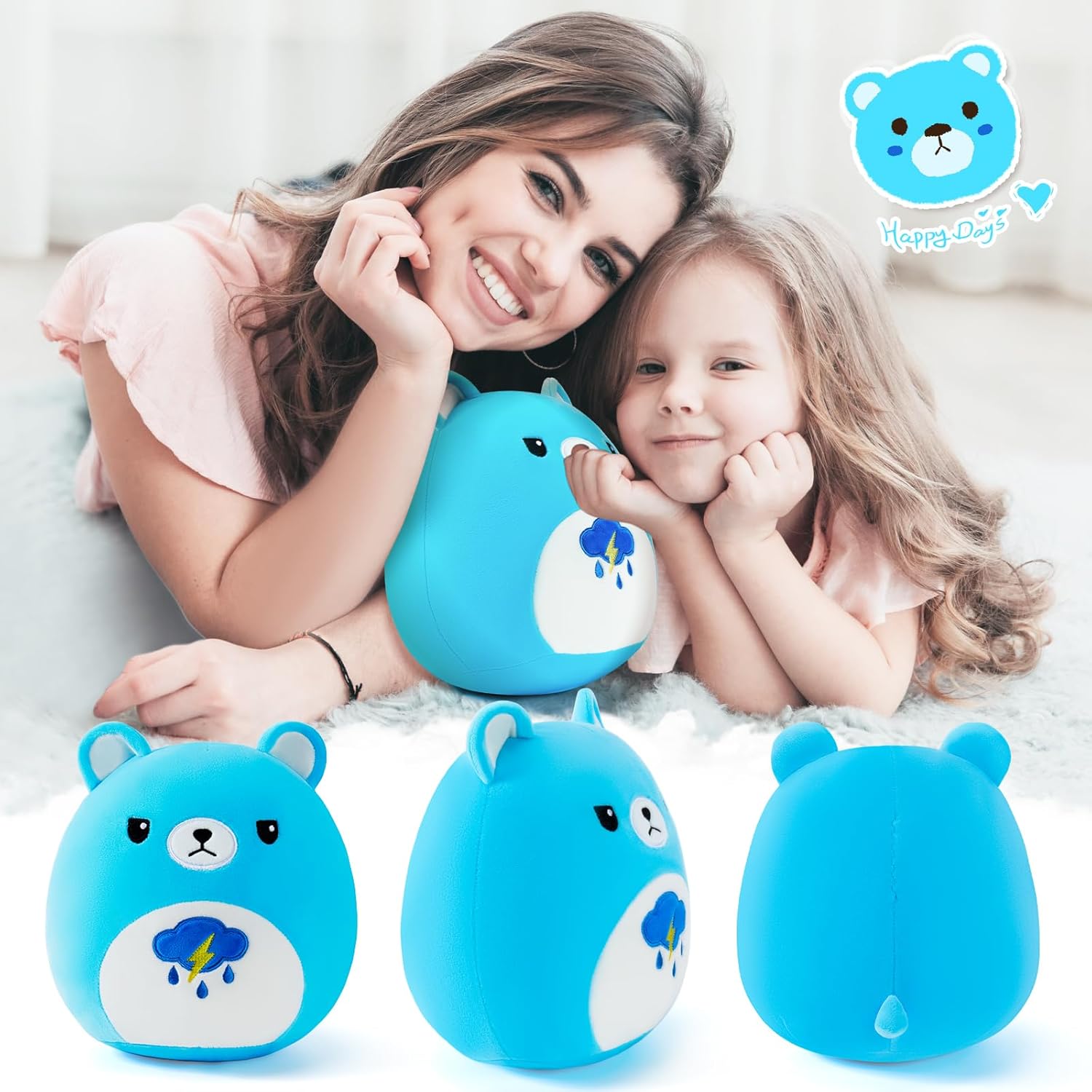 Auspicious Beginning Blue Bear Plush Toy - 11 Inch