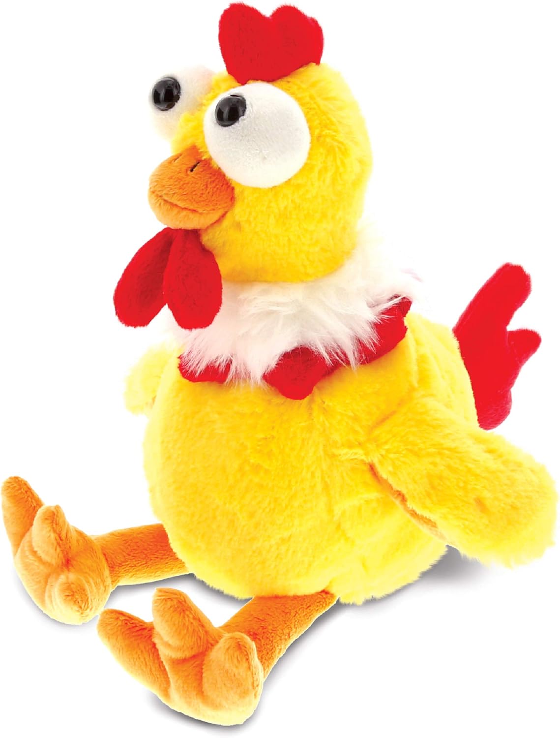 DolliBu Plush Rooster - Soft Huggable Sitting Yellow Farm Animal