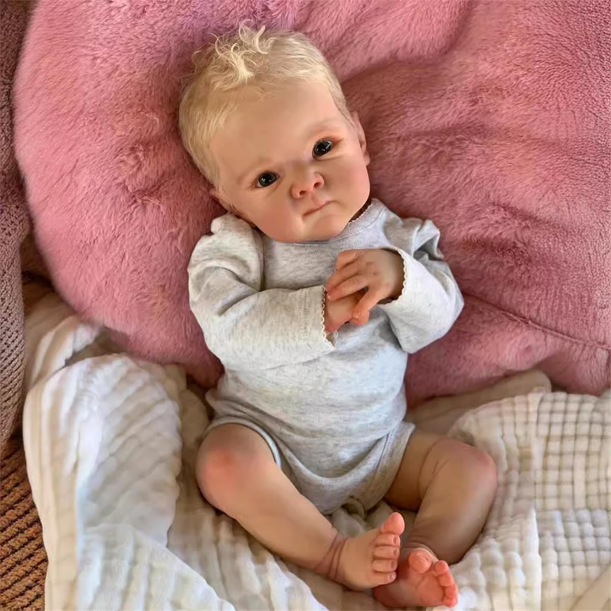 GYCV 18 Inch Lifelike Reborn Baby Boy Doll with Accessories