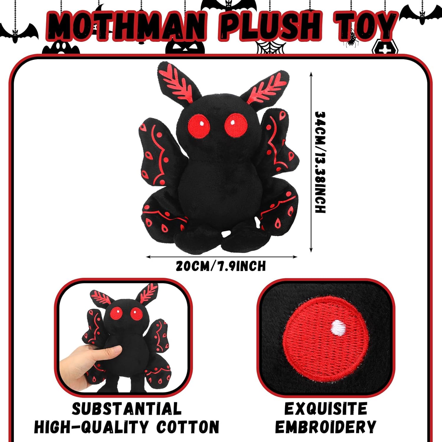 Jenaai Mothman Plush Toy - Halloween Costume Gift for Kids and Adults