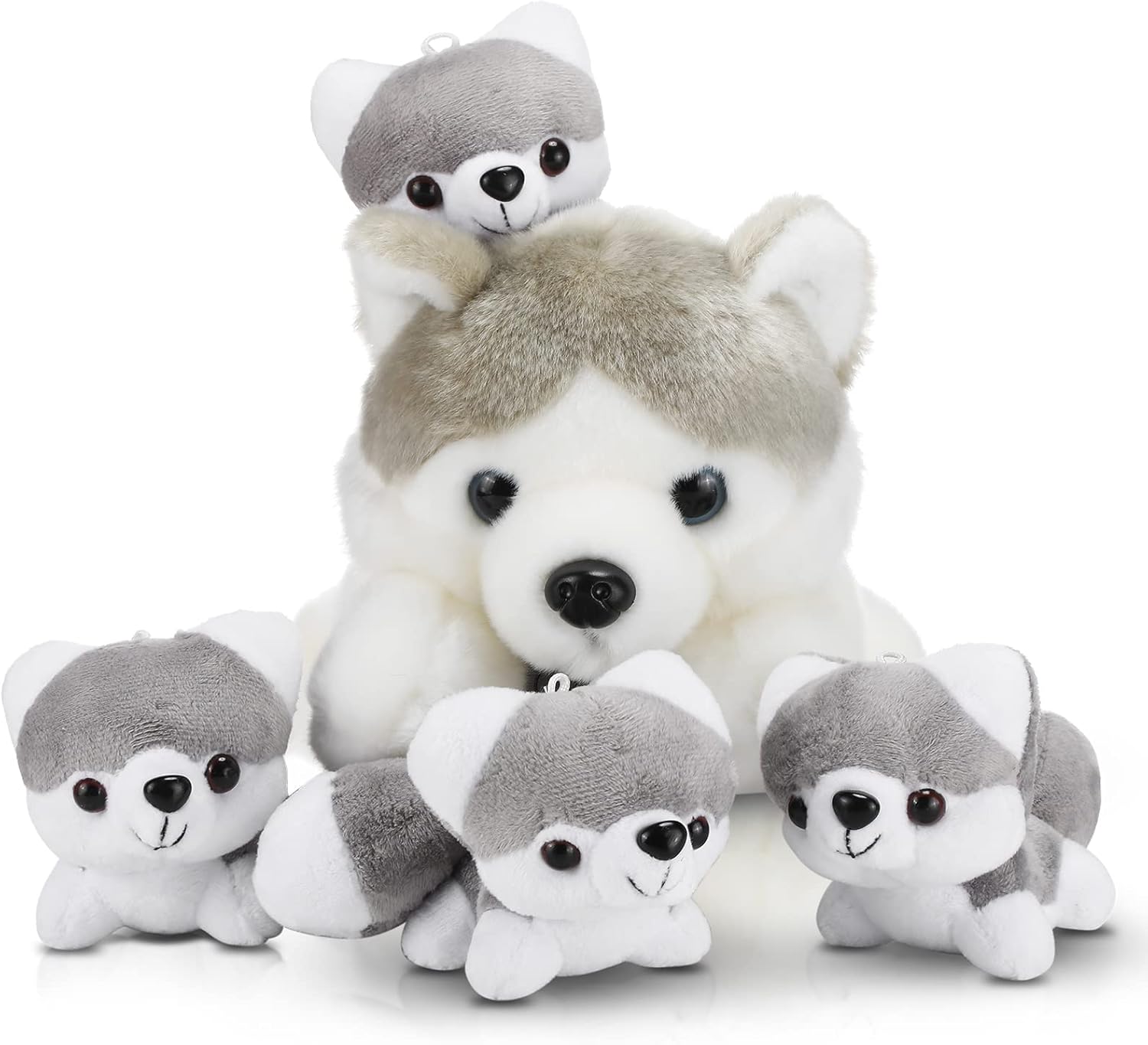 HyDren 5-Piece Husky Plush Set - Big Small Cute Dog Stuffed Animals