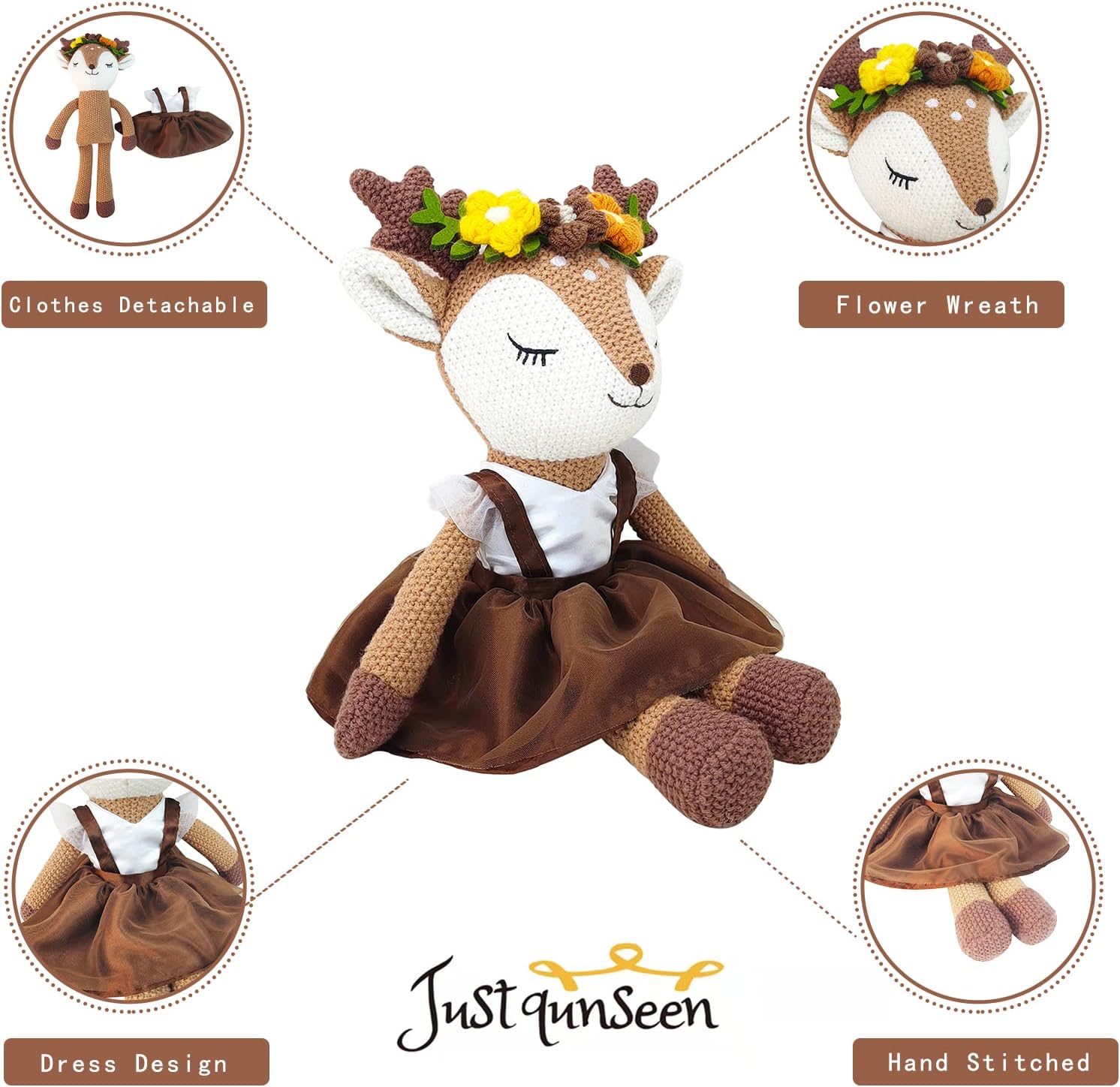 Cute 17 Deer Plush Toy with Red Antlers