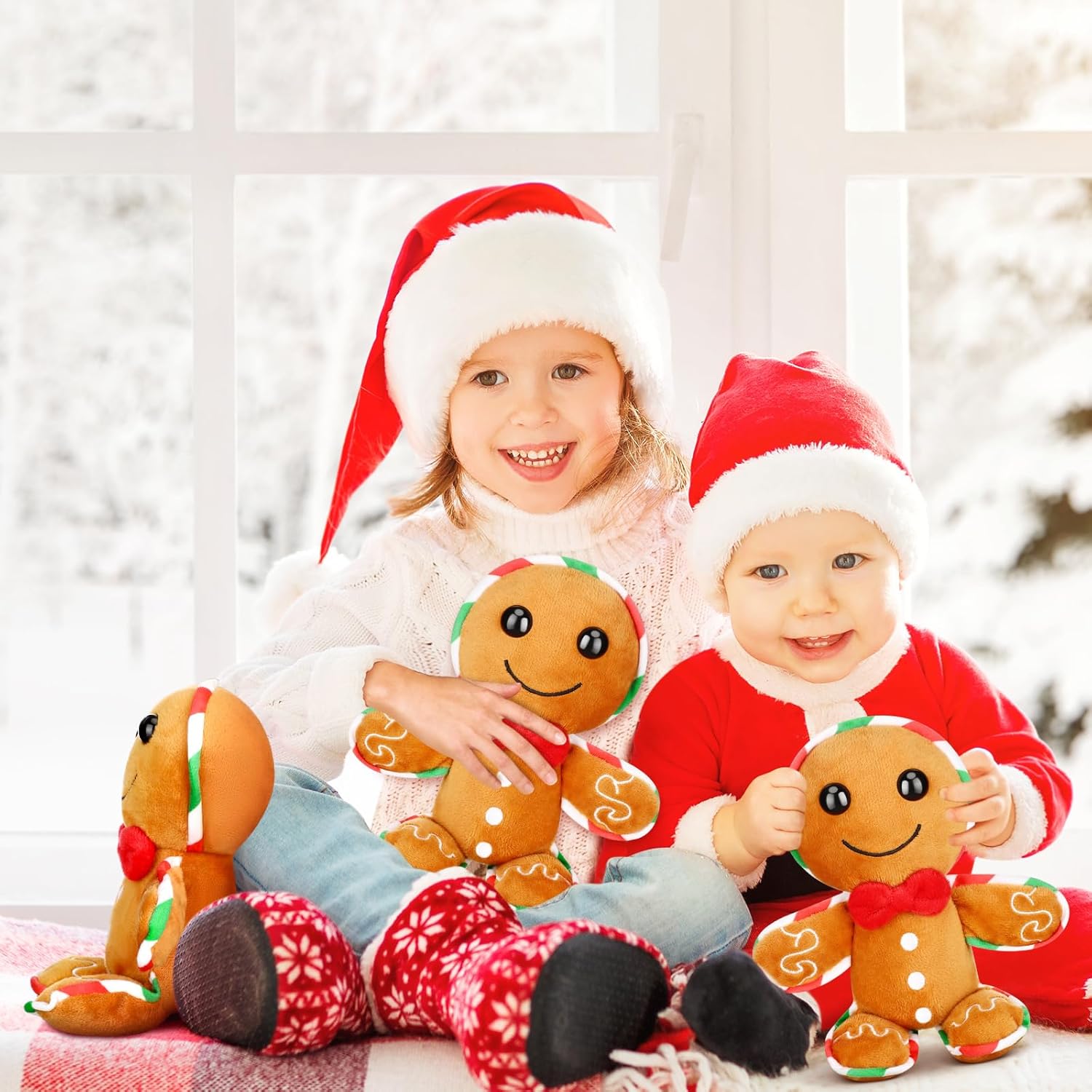 Poen 6 Pcs Christmas Gingerbread Stuffed Man Plush Doll