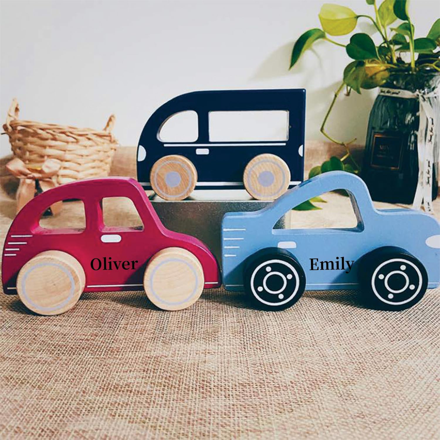 Personalized Name Wooden Toy Car for Toddlers