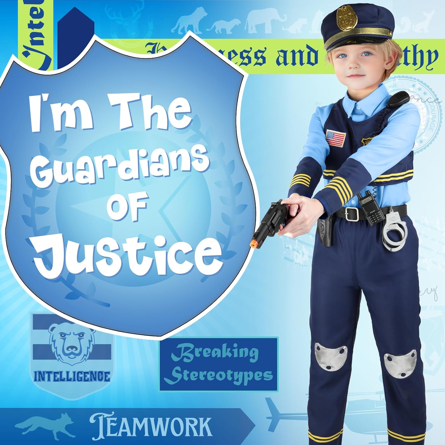 Yadiya Police Officer Costume for Kids 3-12