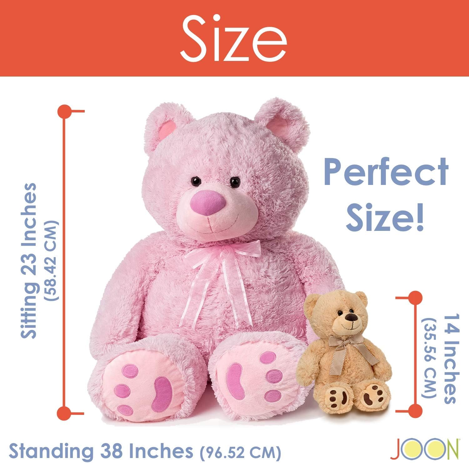 JOON 38 Inch Teddy Bear with Ribbon and Bow