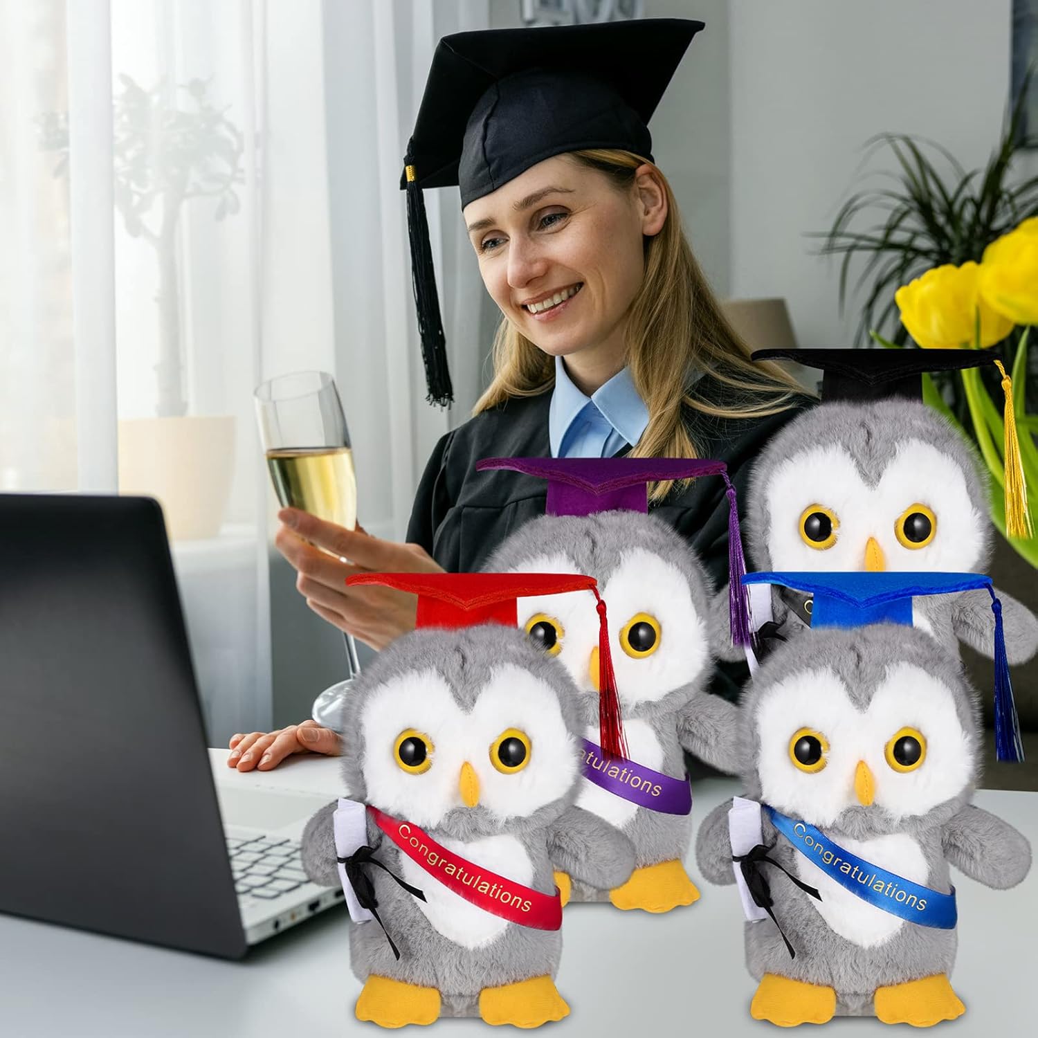 Sotiff 4 Pcs Graduation Owl Plush Toys 9 Inch 1