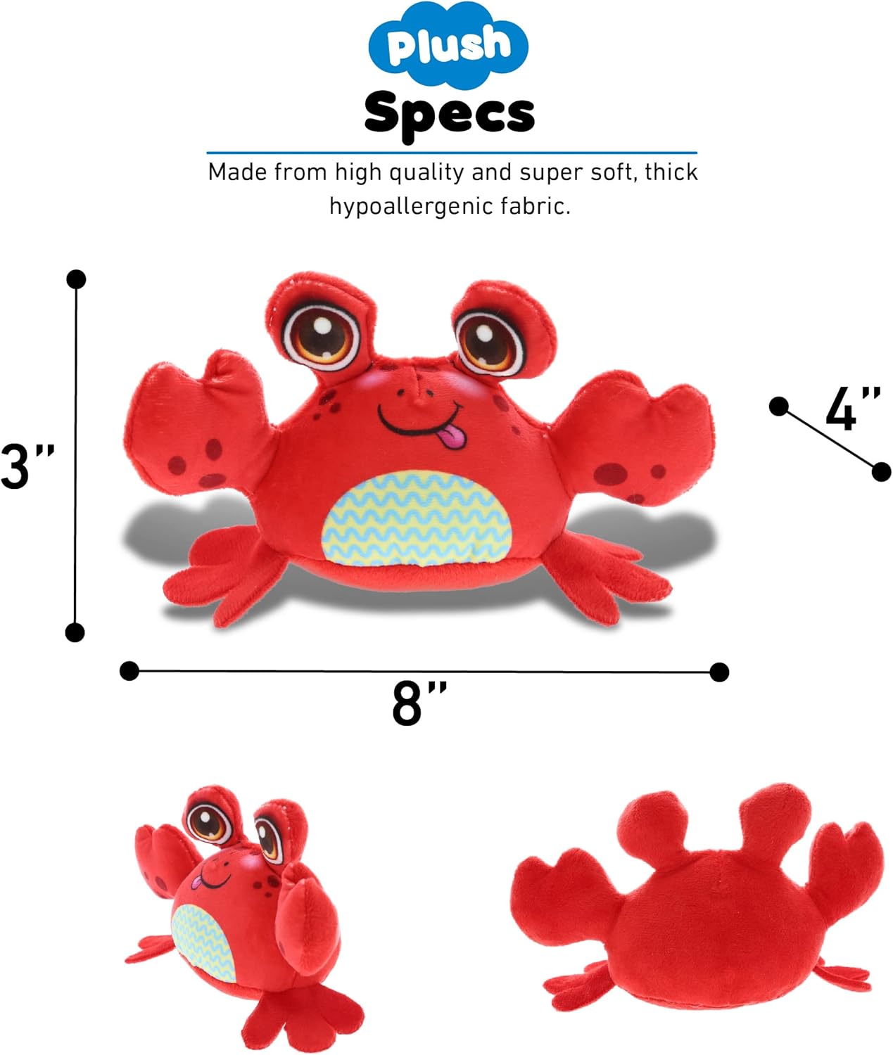 DolliBu Red Crab Plush Toy - 55 Inches Huggable