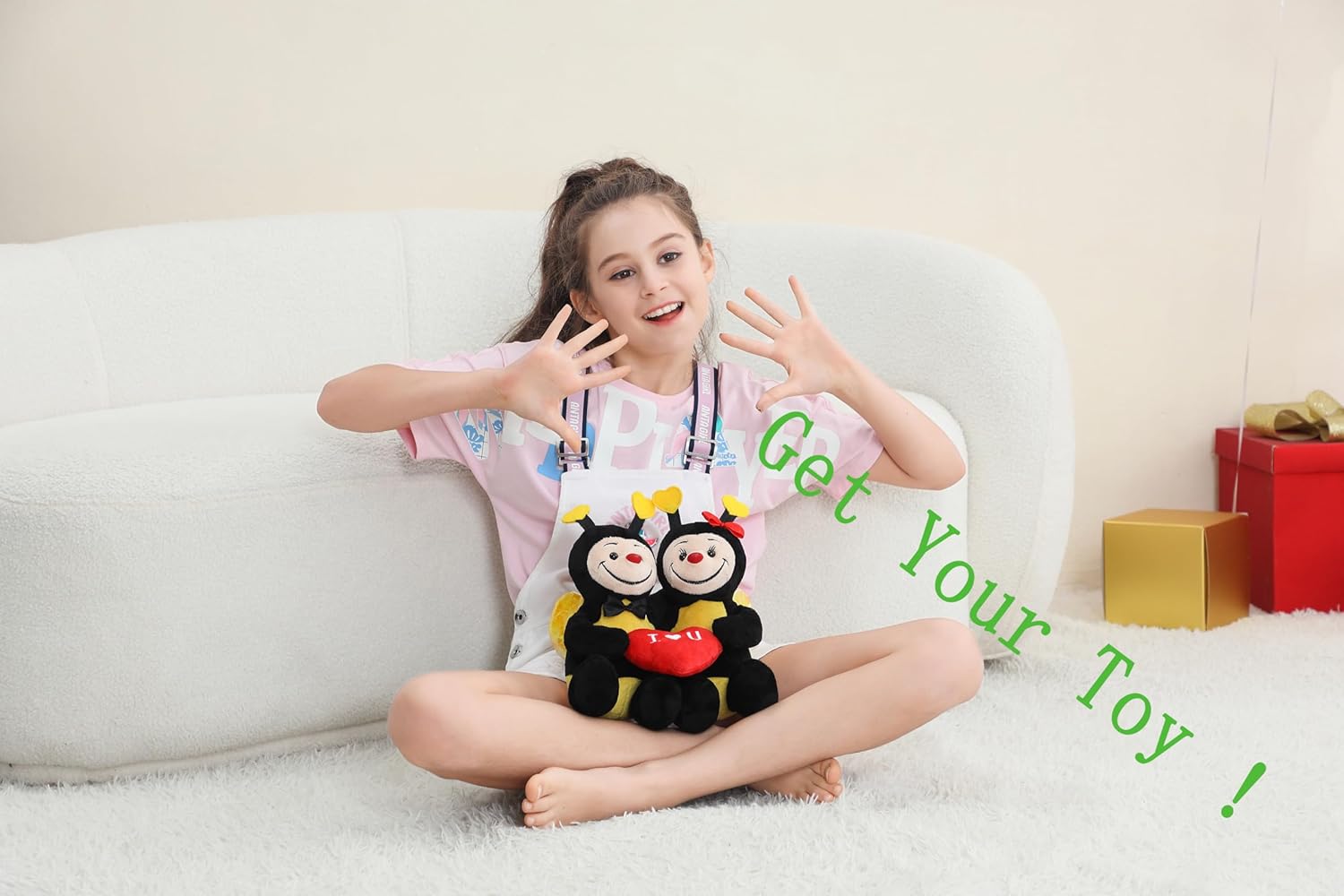 Yohaki Cute Bee Plush Stuffed Animal 2 in 1 Valentines Gift