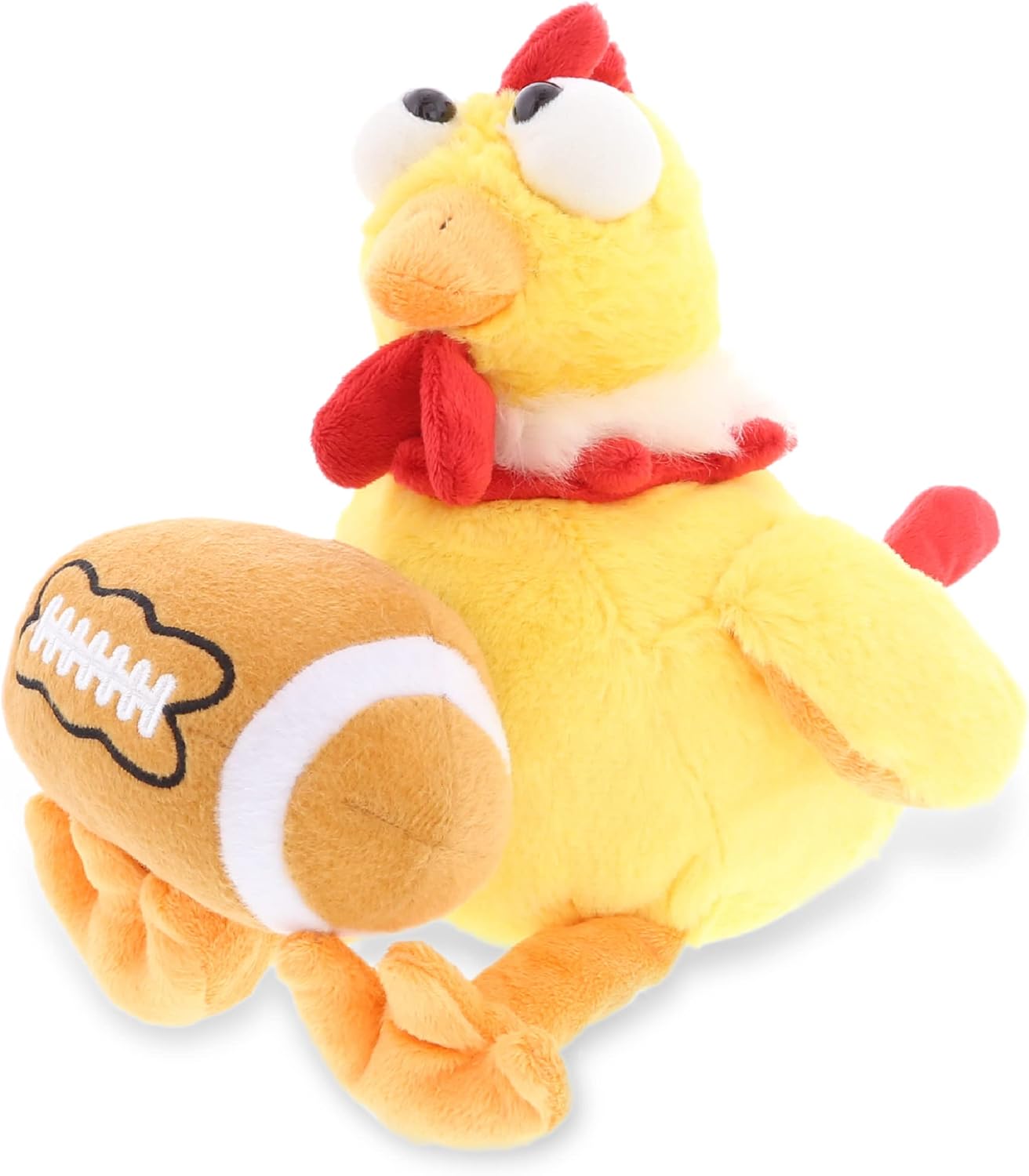 DolliBu Yellow Rooster Plush with Football - 105 Inch Huggable Stuffed Animal