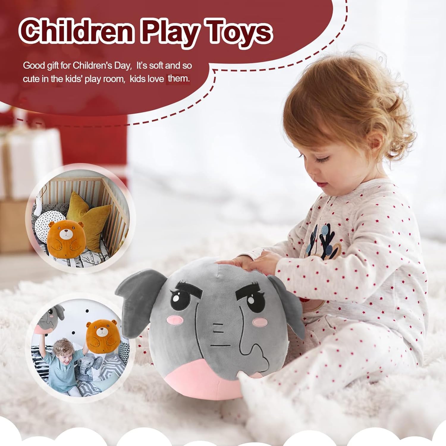 Jemsia 12 Plush Elephant Pillow for Kids and Adults