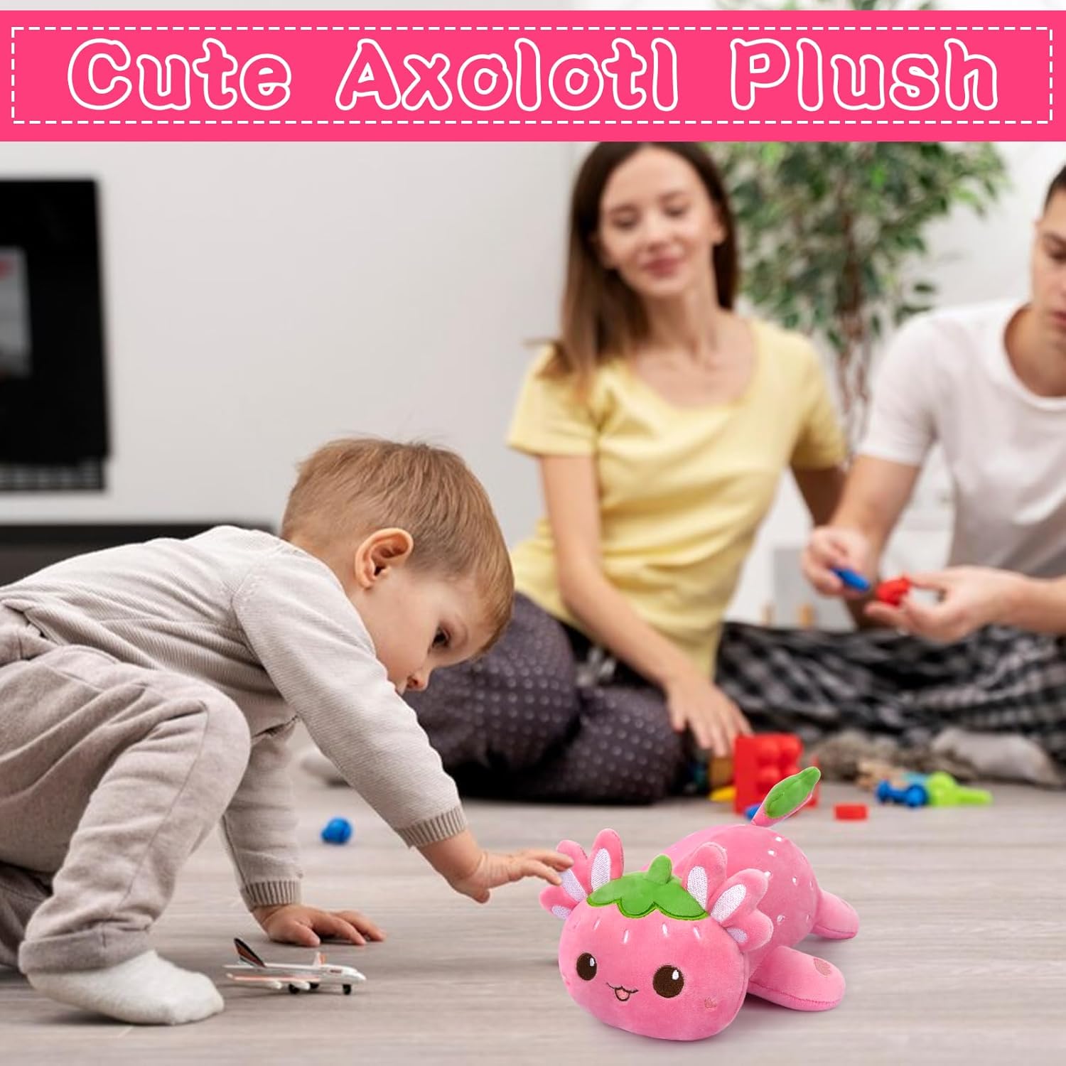 Cute Strawberry Axolotl Plush Pillow Toy