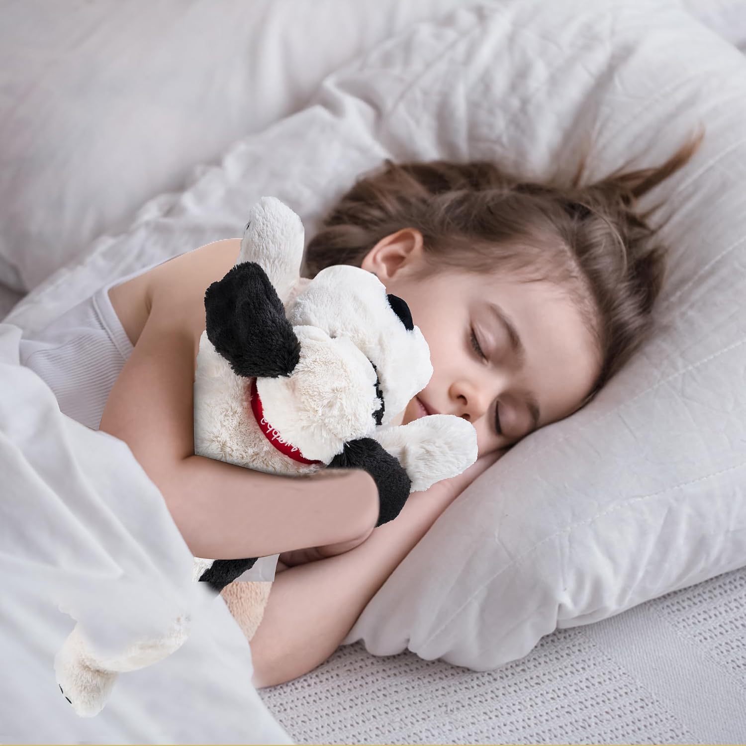 Meowtastic Black White Weighted Plush Dog