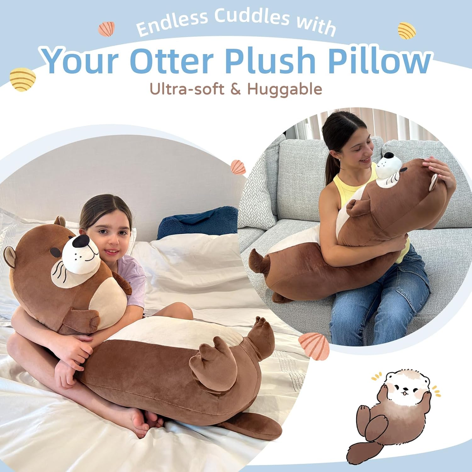 Tezituor Long Sea Otter Plush Pillow 395 Inch Soft Cuddly Stuffed Animal
