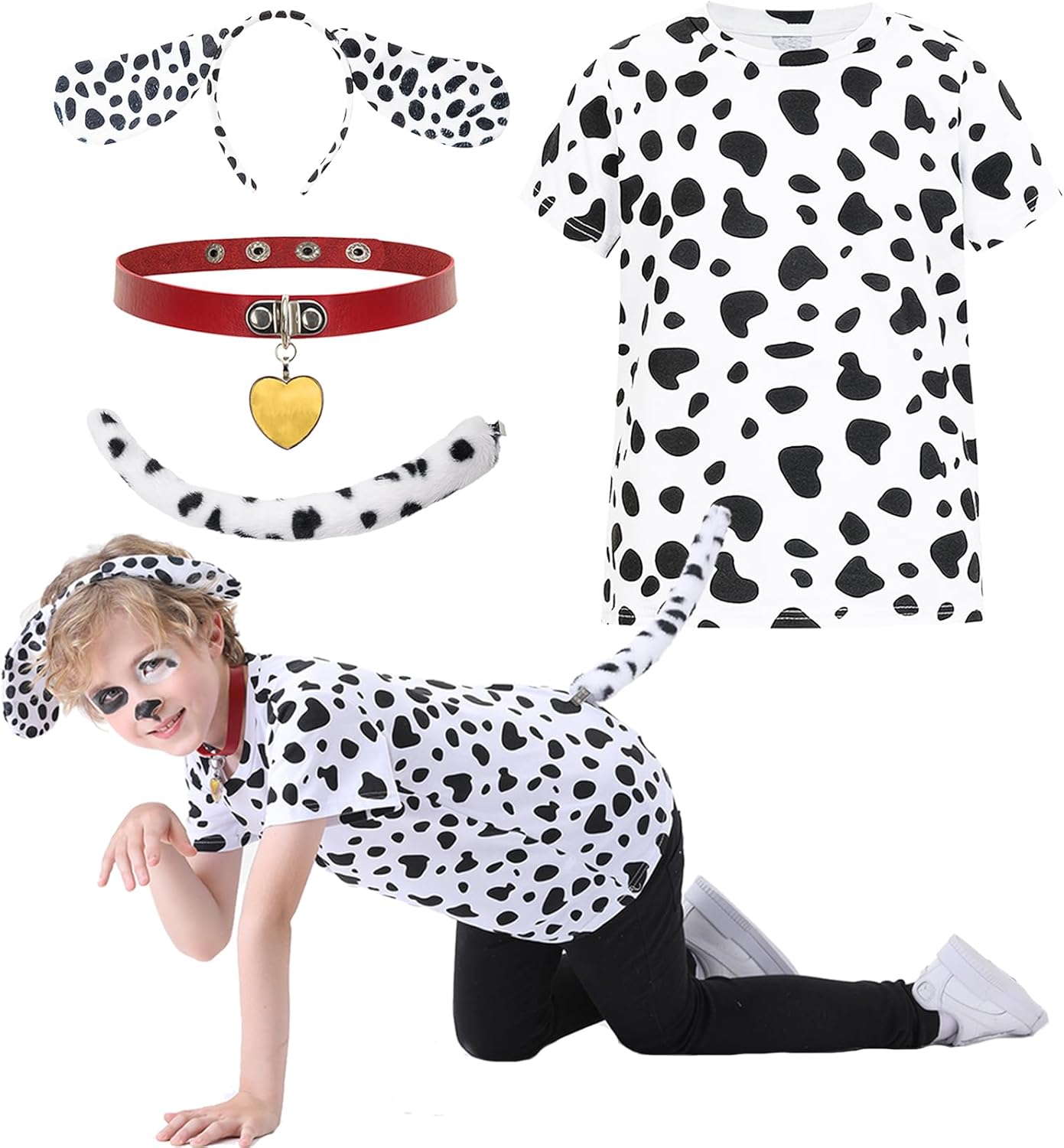 Z-Shop Dalmatian Costume Kids 101 Days School Outfit 1