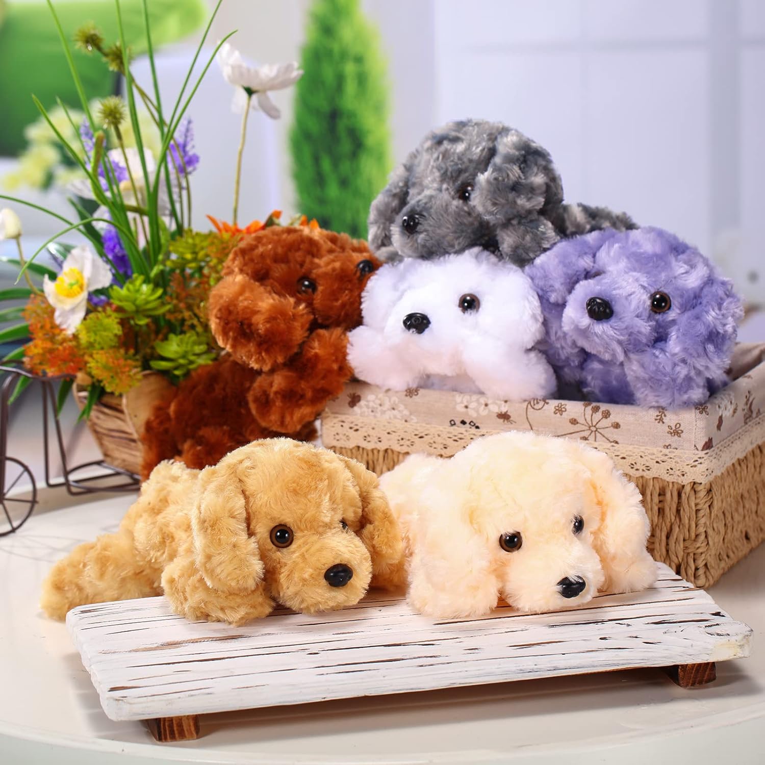 Harrycle 6 Pcs 8 Inch Plush Dog Stuffed Animal Set