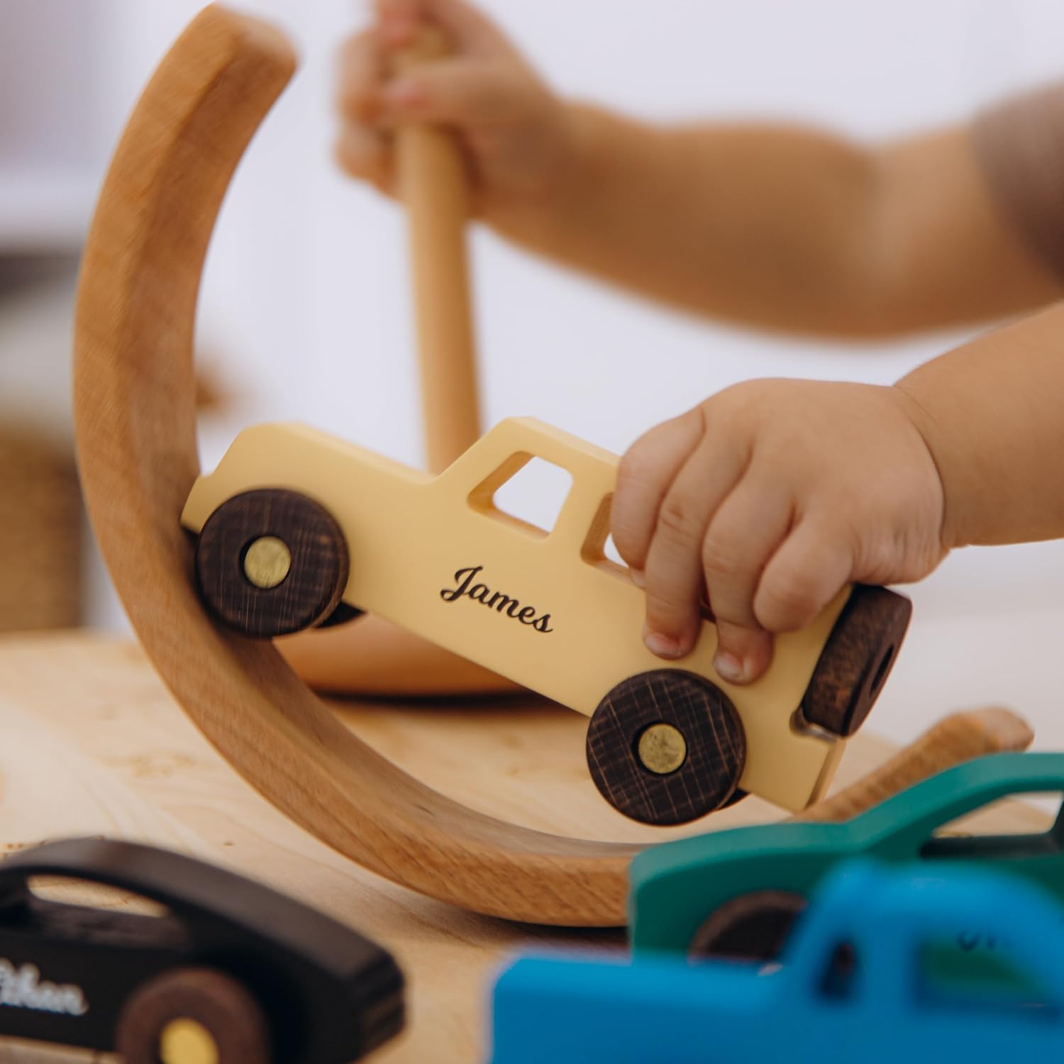 Personalized Wooden Toy Cars Set for Kids