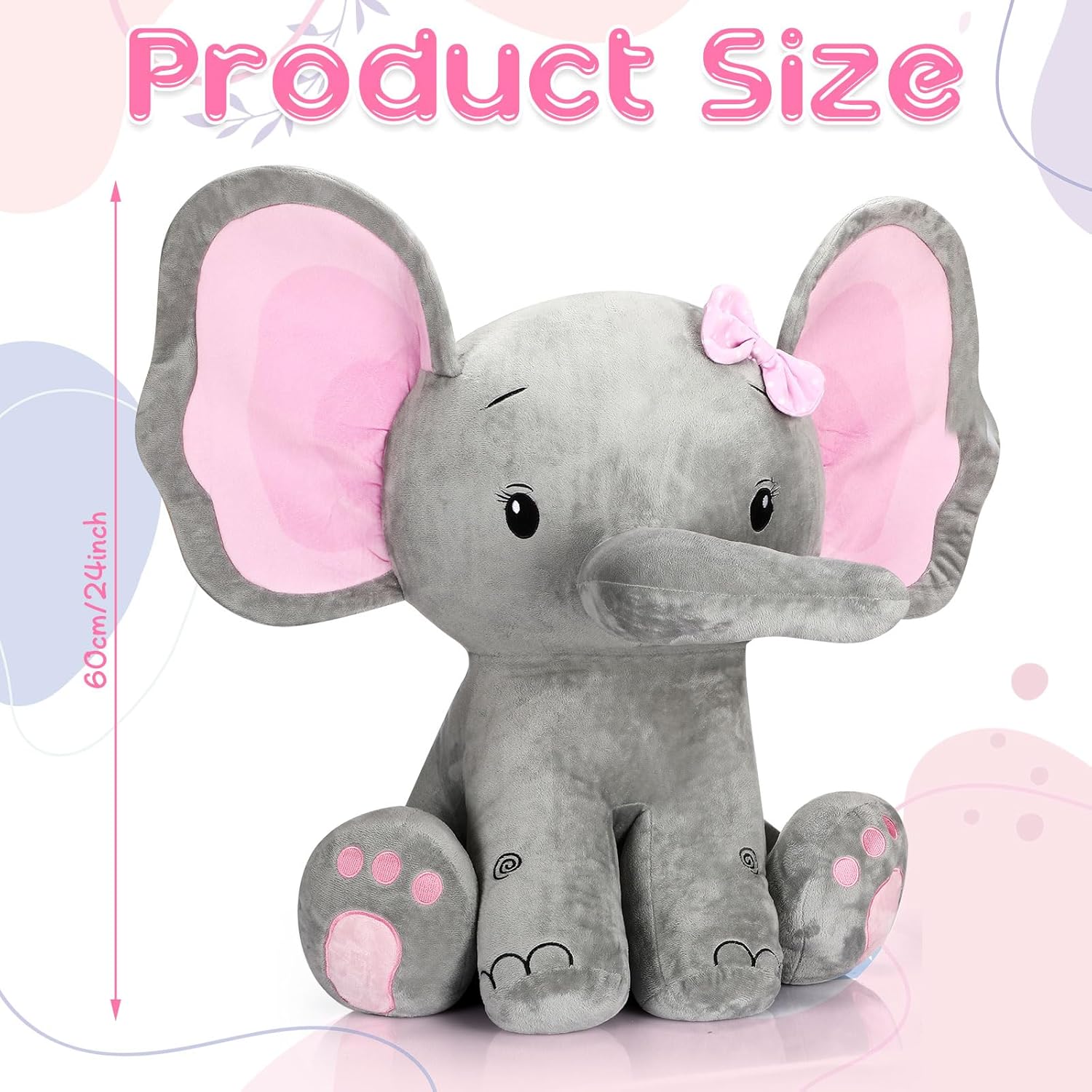 Jenaai 24 Inch Giant Plush Elephant Toy for Kids