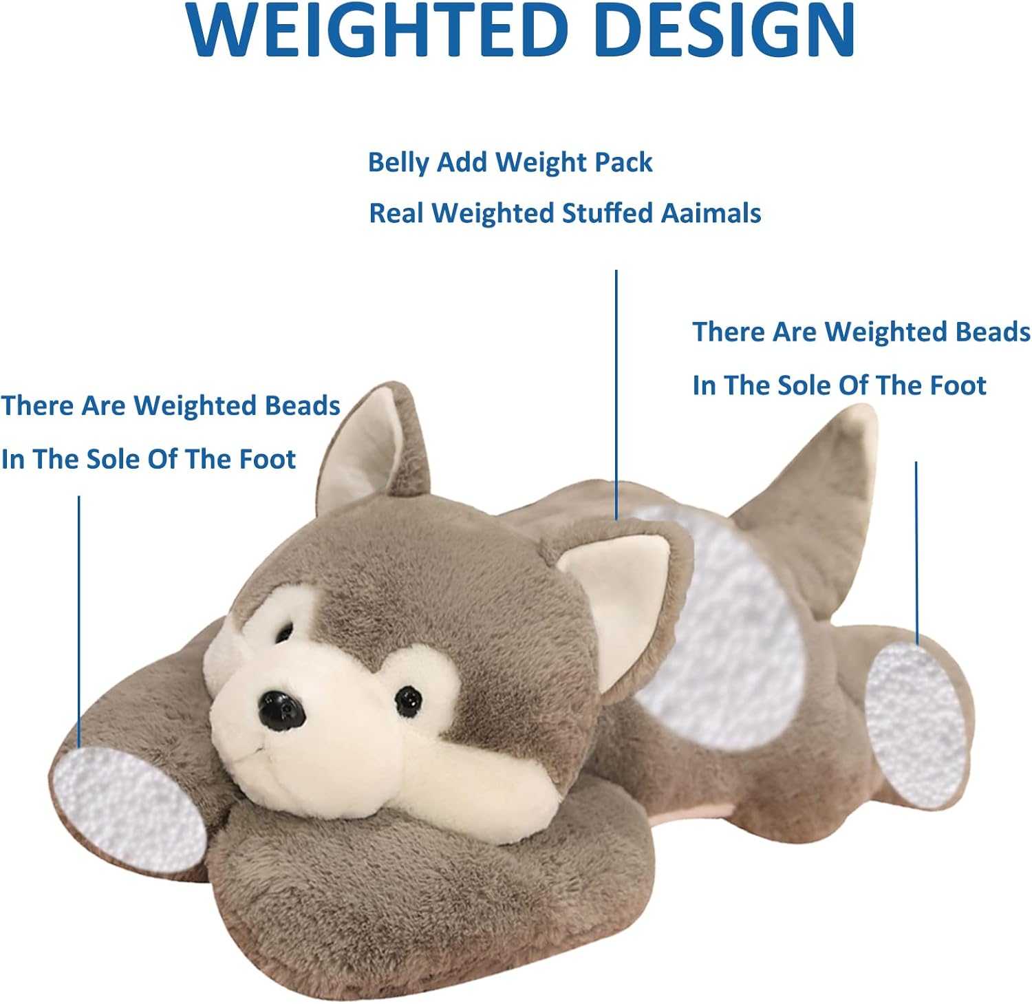 Hronsa Weighted Husky Plush Pillow 62lbs