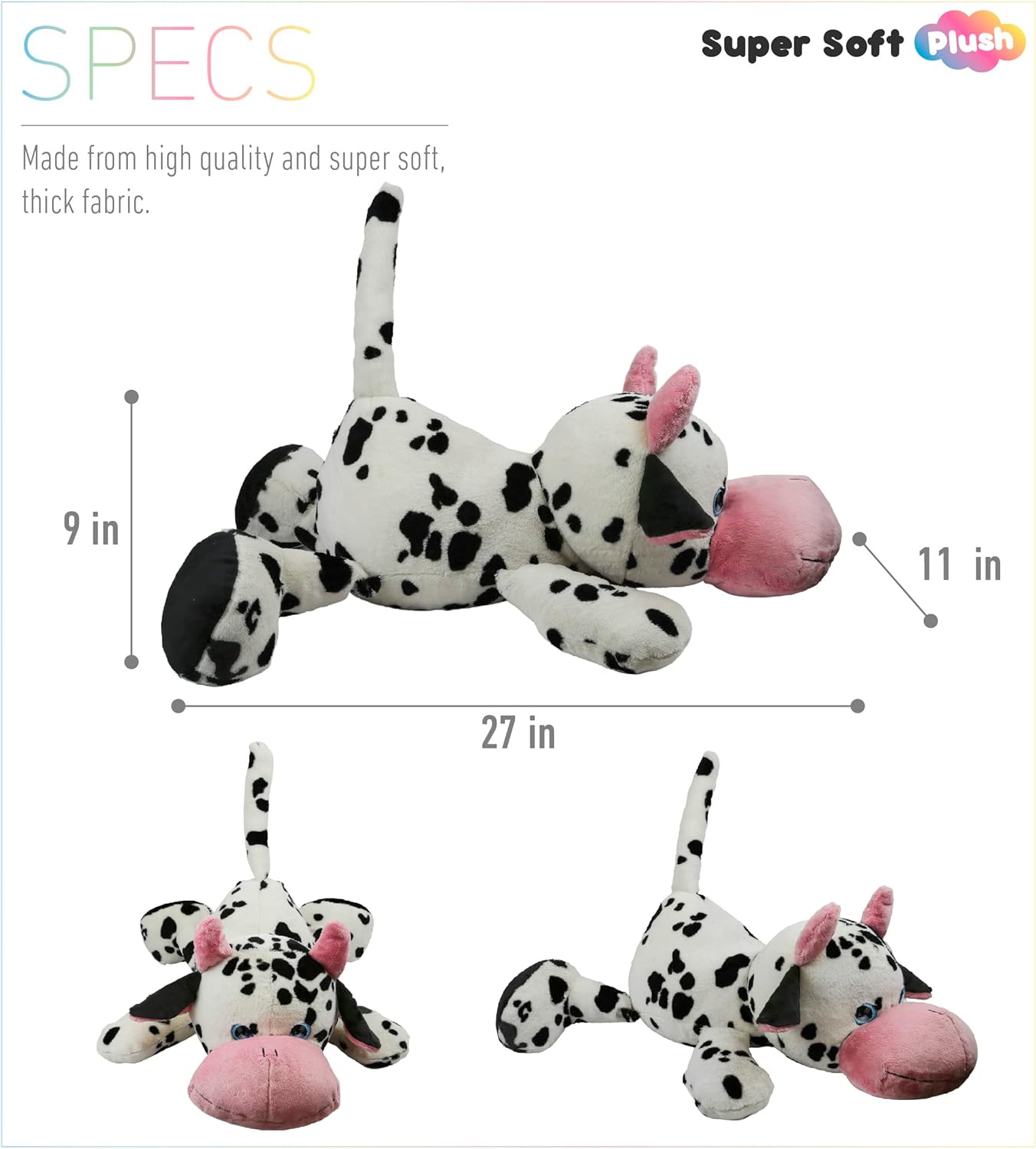 DolliBu Plush Cow Pillow 27 Inch Huggable