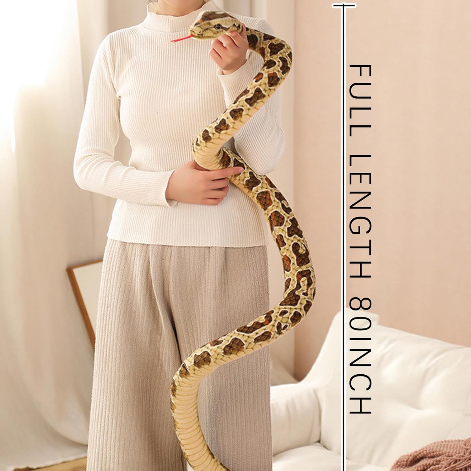 80 Inch Realistic Snake Plush Toy for Kids Halloween Costume