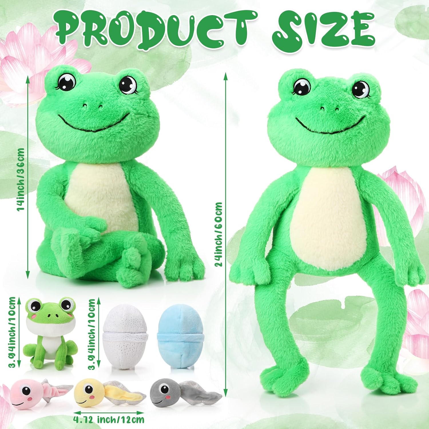 Syhood 7 Pcs Cute Frog Plush Toy Set for Kids