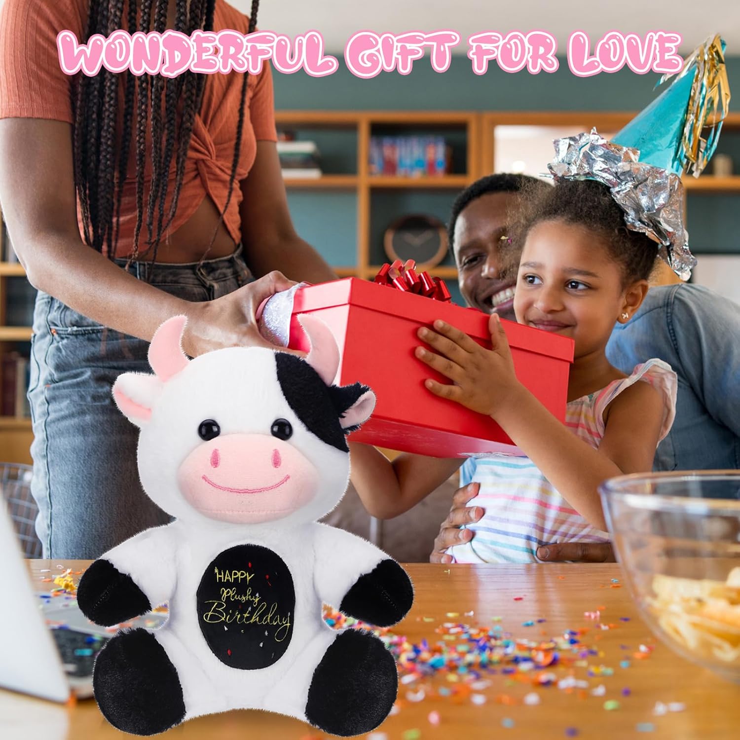 HyDren 98 Inch Birthday Cow Plush Toy