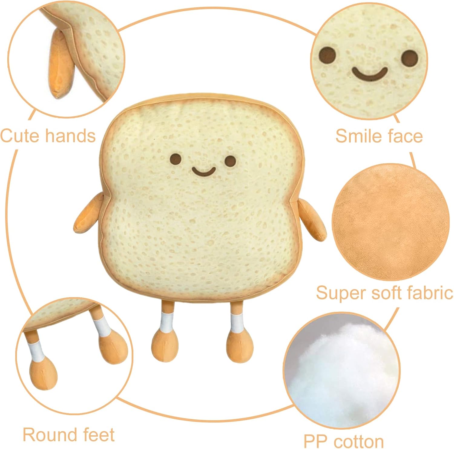 Funny Toast Bread Plush Pillow Toy - Cute Design for Relaxation