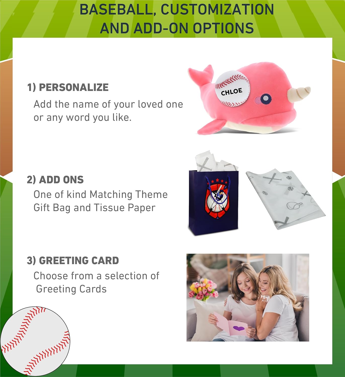 DolliBu Pink Narwhal Plush with Baseball - 1175 Inches 1