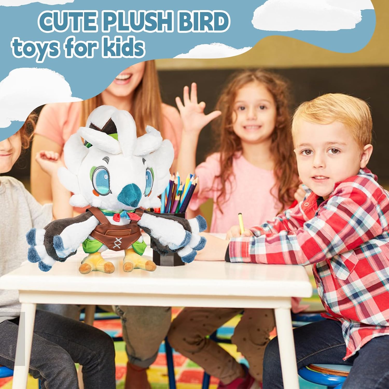 Nadou Tulin Plush White Bird 12 Inch Hug Toy