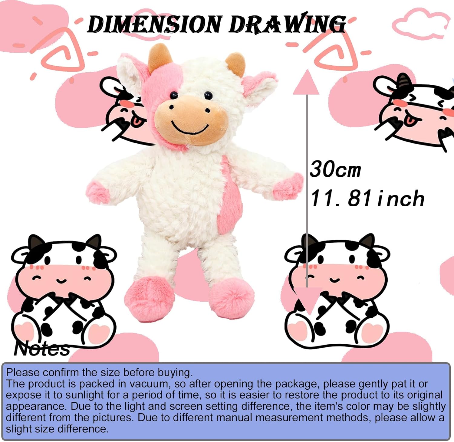 Cute 118 Cow Plush Toy - Soft Stuffed Animal for Kids