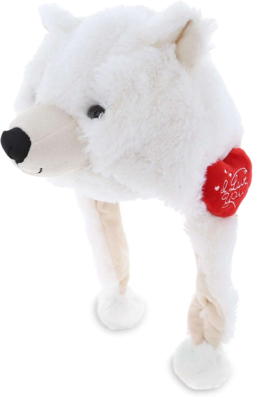DolliBu I Love You Polar Bear Plush Hat - 16 Inches