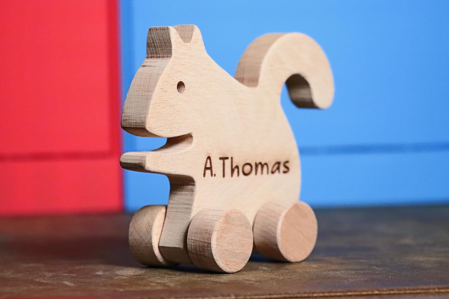 Personalized Wooden Rabbit Push Toy Handmade Baby Gift
