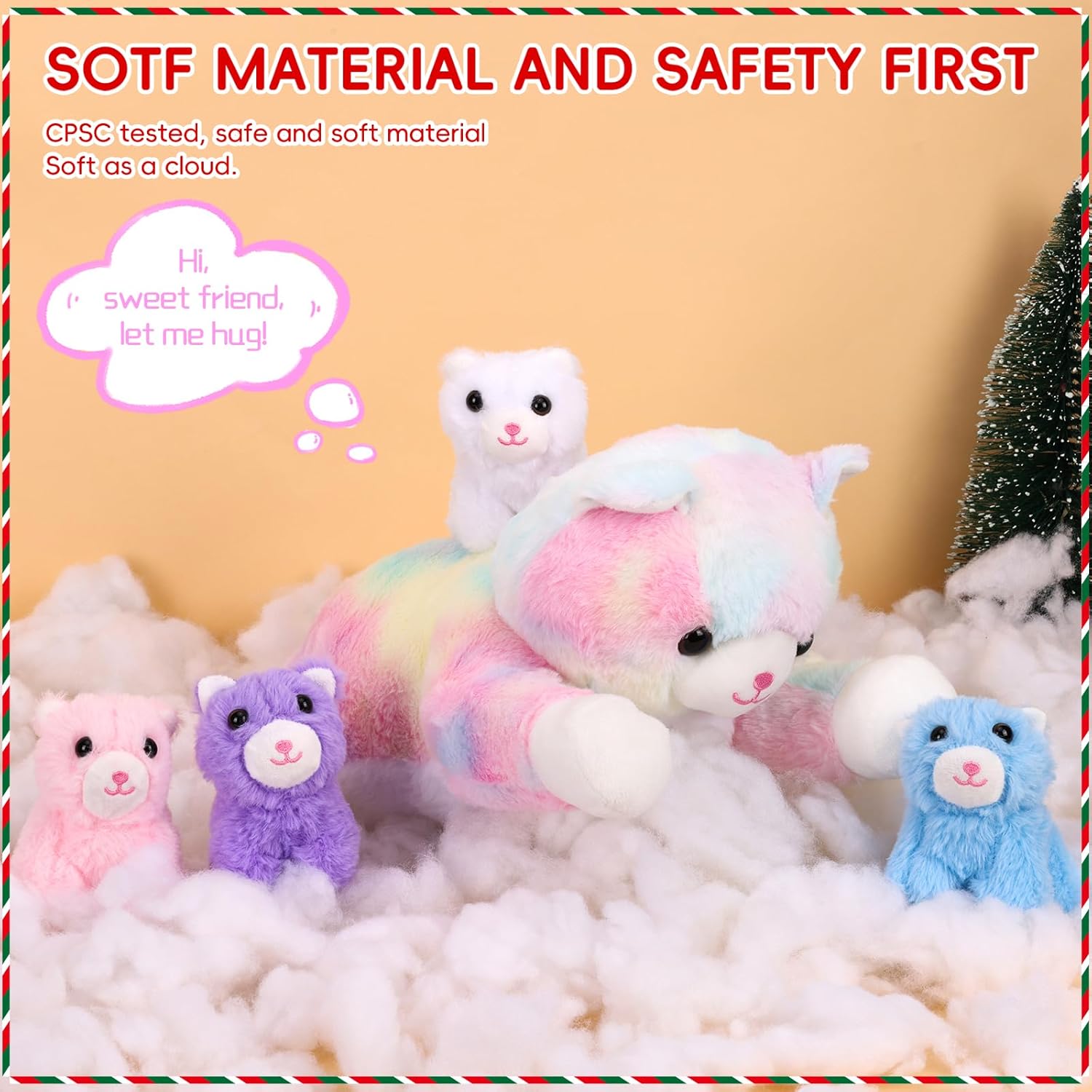 PLYFOU 5 Pieces Cat Plush Toys Set for Kids