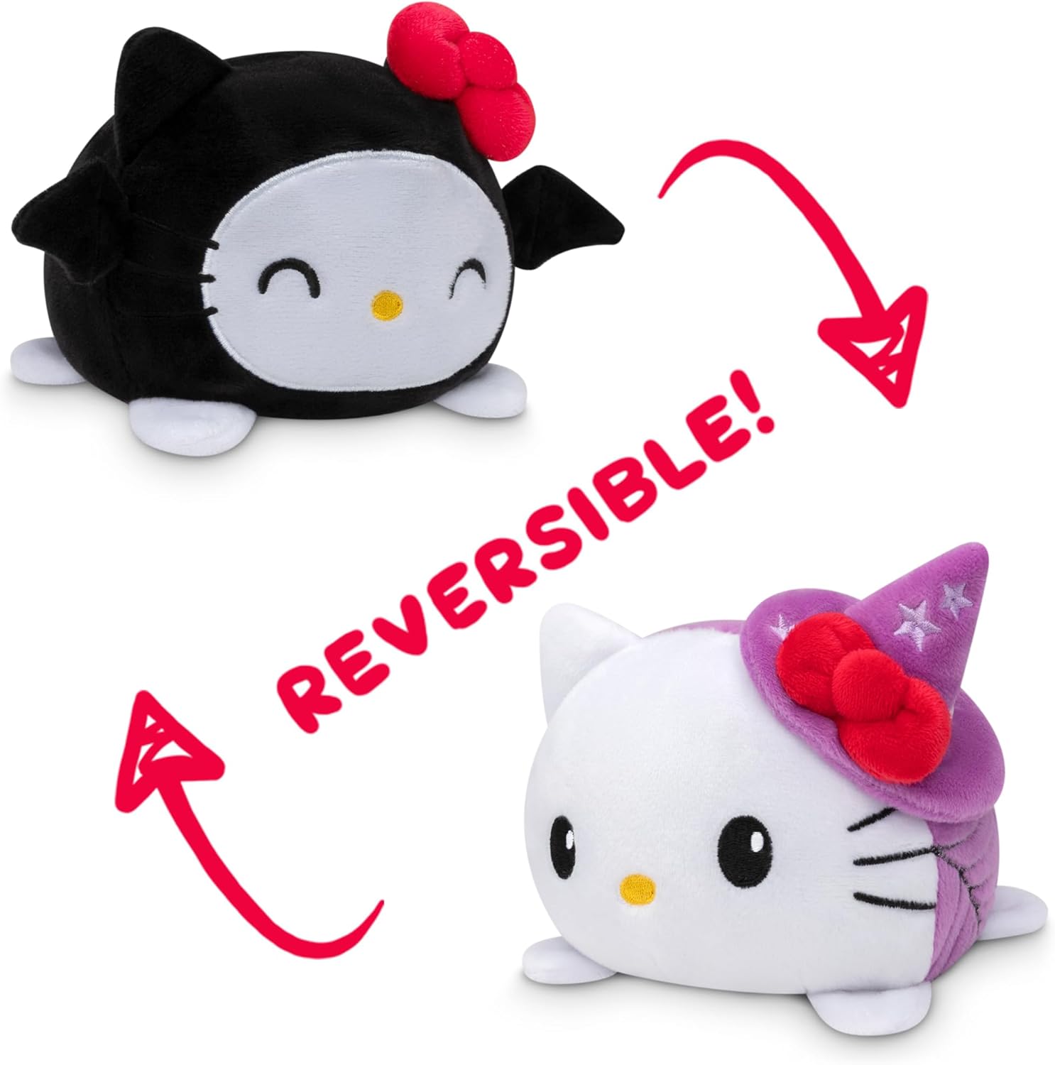 TeeTurtle Reversible Plushie - Halloween Witch Bat Hello Kitty