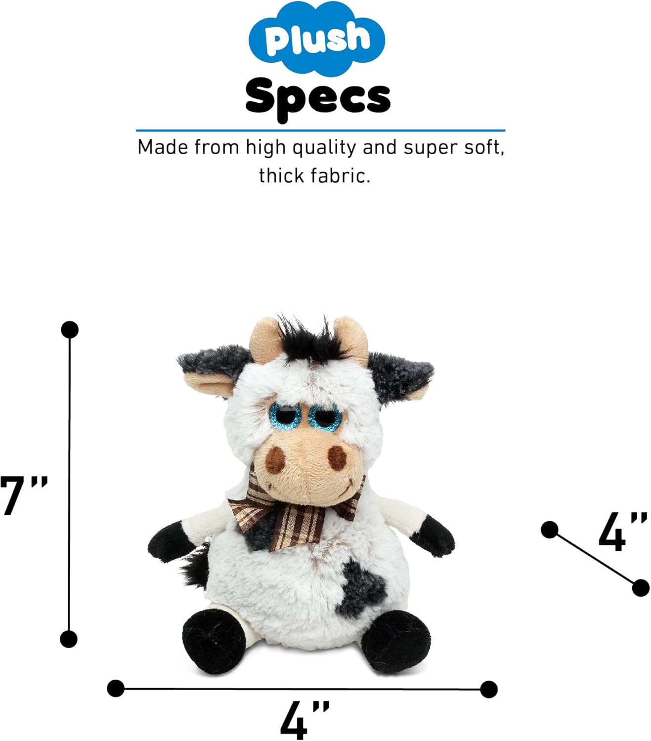 Puzzled DolliBu Plush Cow with Bow Toy 7 Inch
