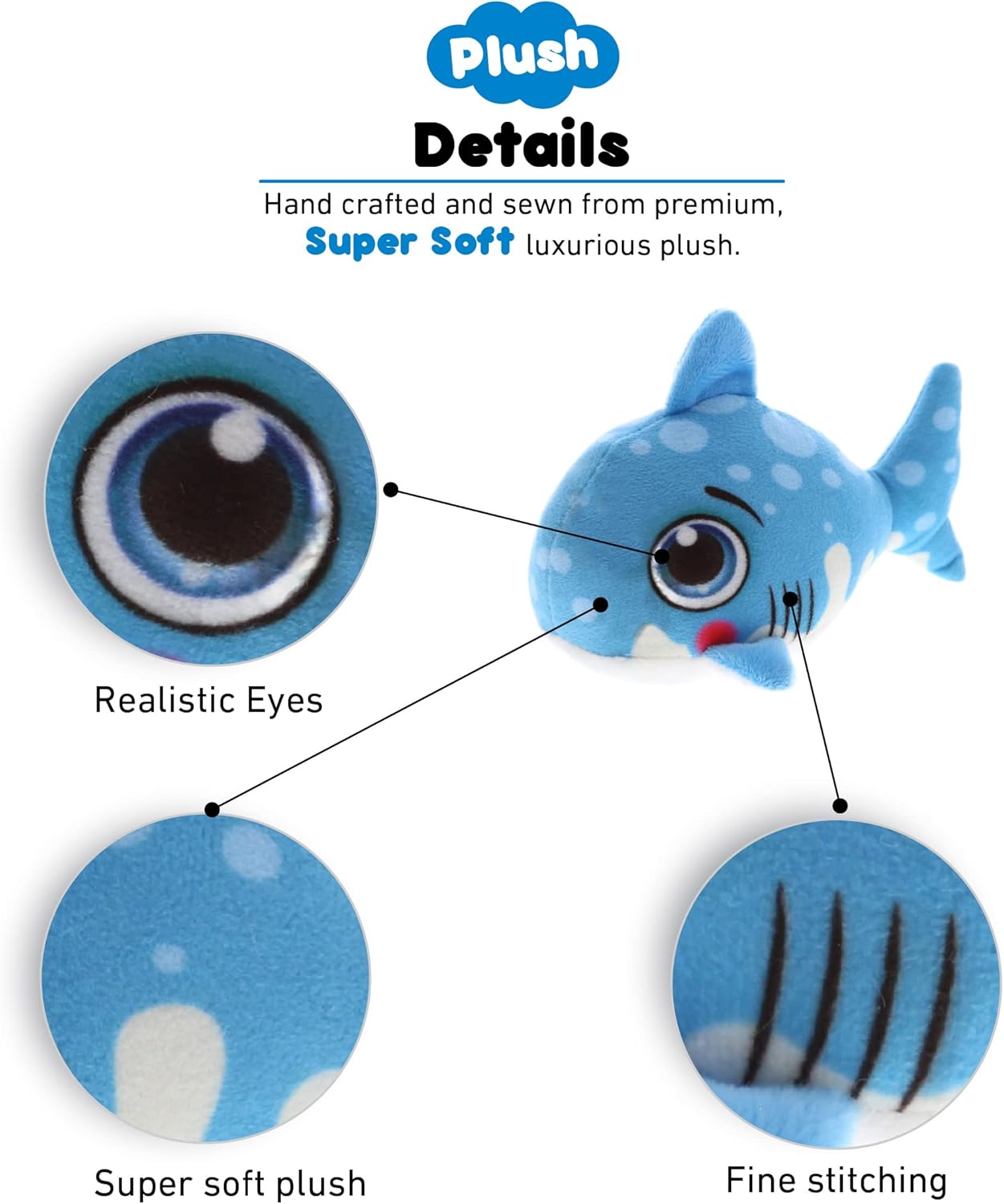 DolliBu Blue Shark Plush Toy 55 Inch