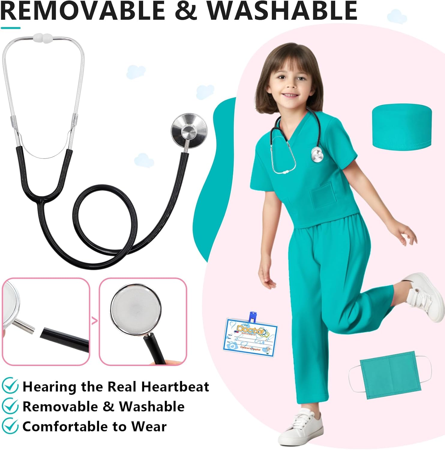 Rizuko Kids Doctor Costume 6PCS Halloween Set