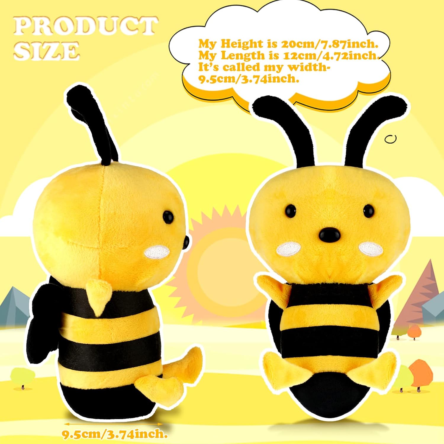 Civaner 2 Pieces Honey Bee Plush Stuffed Animal