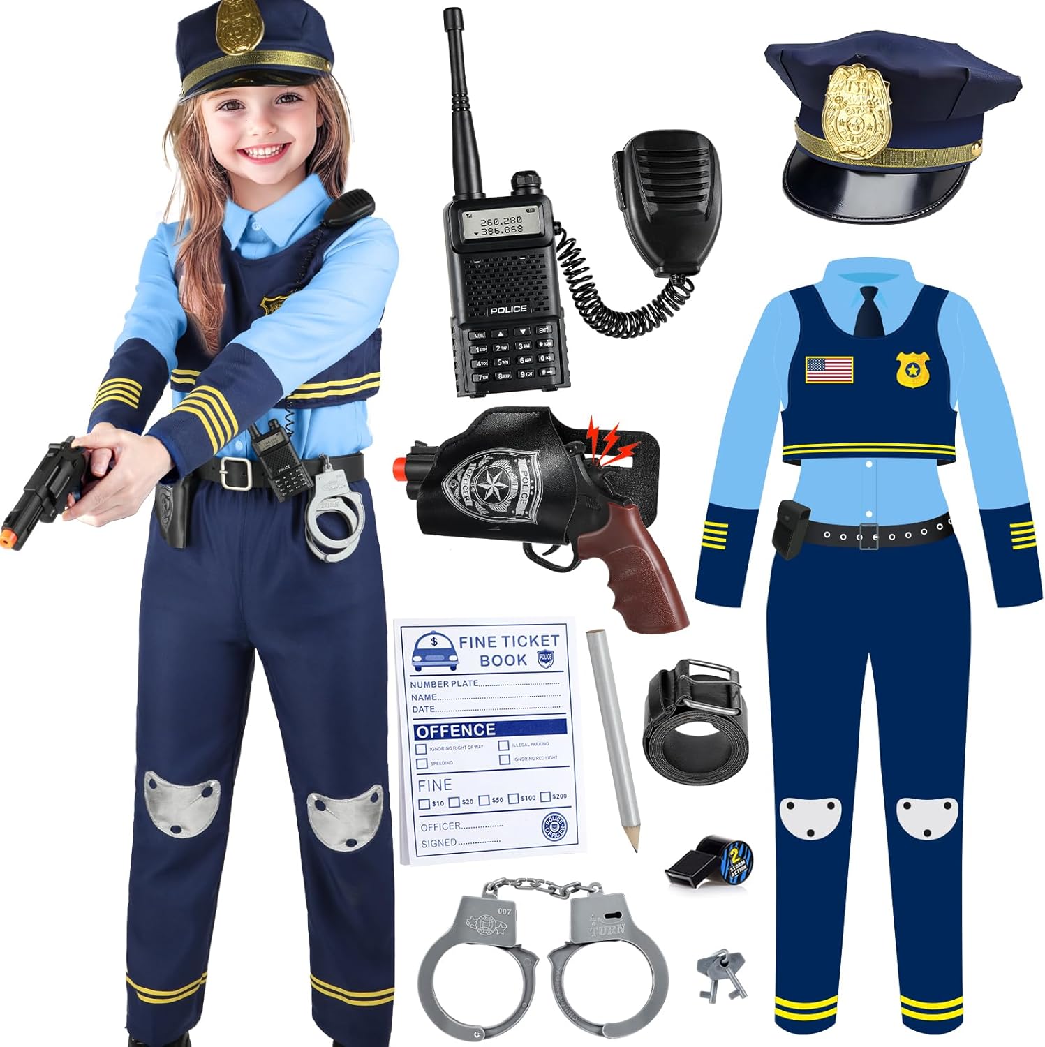 Yadiya Police Officer Costume for Kids 3-12