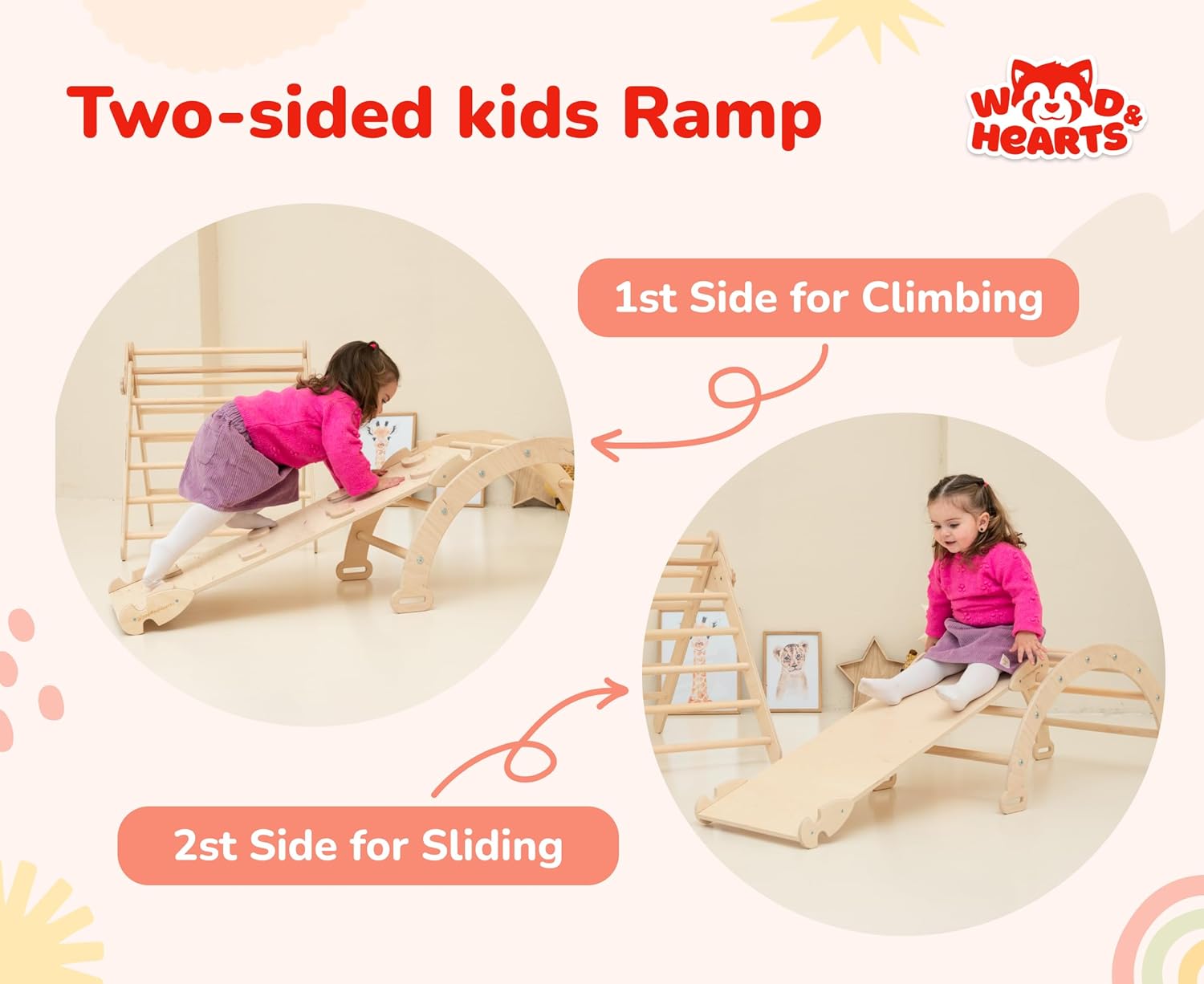Wood And Hearts 3 in 1 Triangle Climbing Gym