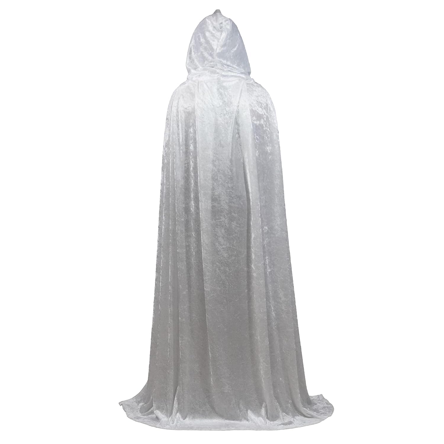 White Crushed Velvet Full Length Hooded Cape - Adult Medium