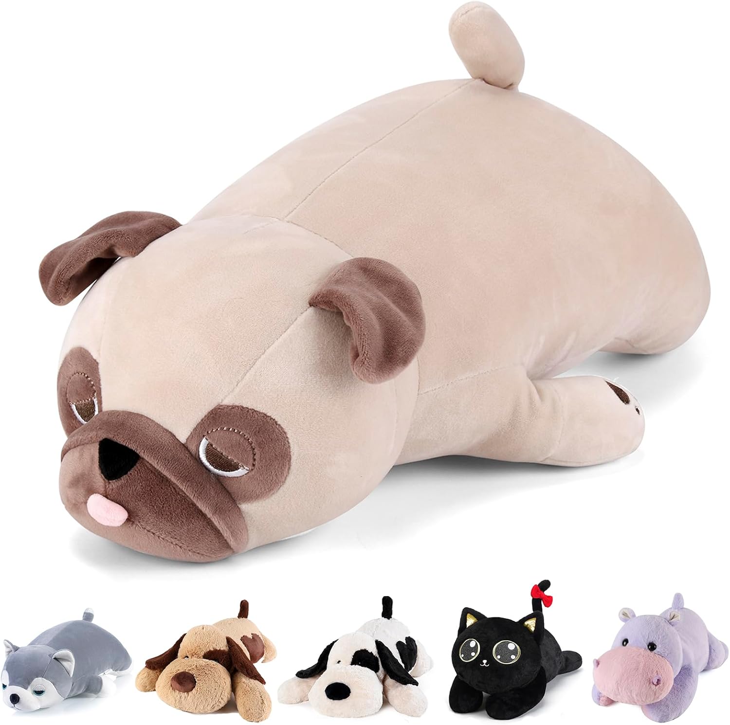Meowtastic Pug Weighted Plush - 28 Inch 40 Lbs Comfort Pillow