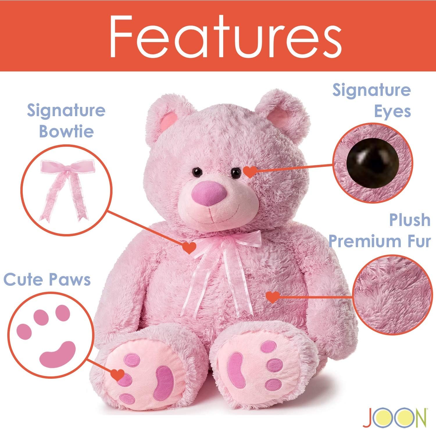 JOON 38 Inch Teddy Bear with Ribbon and Bow