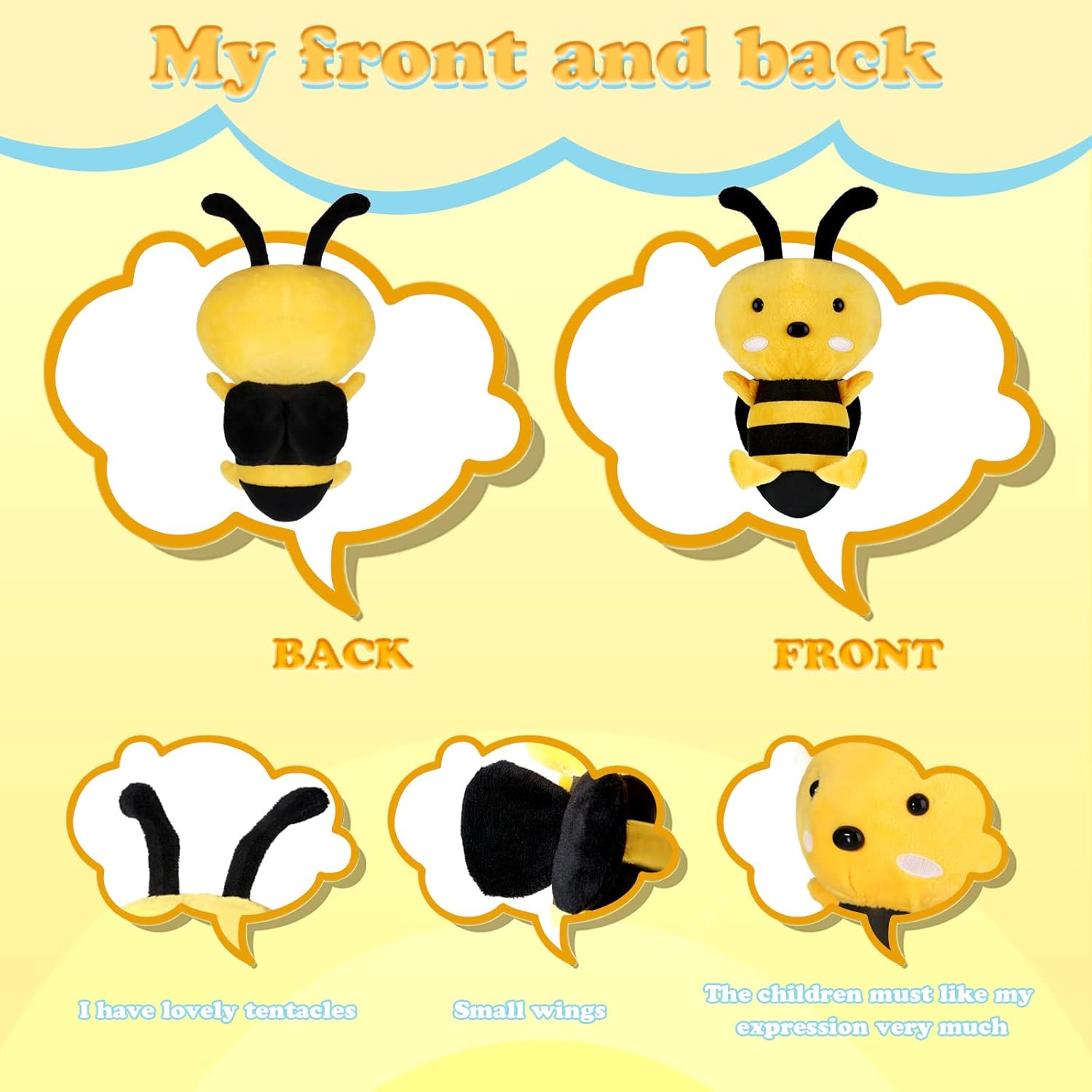 Civaner 2 Pieces Honey Bee Plush Stuffed Animal